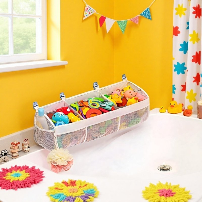 Multi-Grid-Klassifizierung Kinderbadezimmer-Spielzeug-Aufbewahrungstasche Babybadezimmer-Wandbehangt