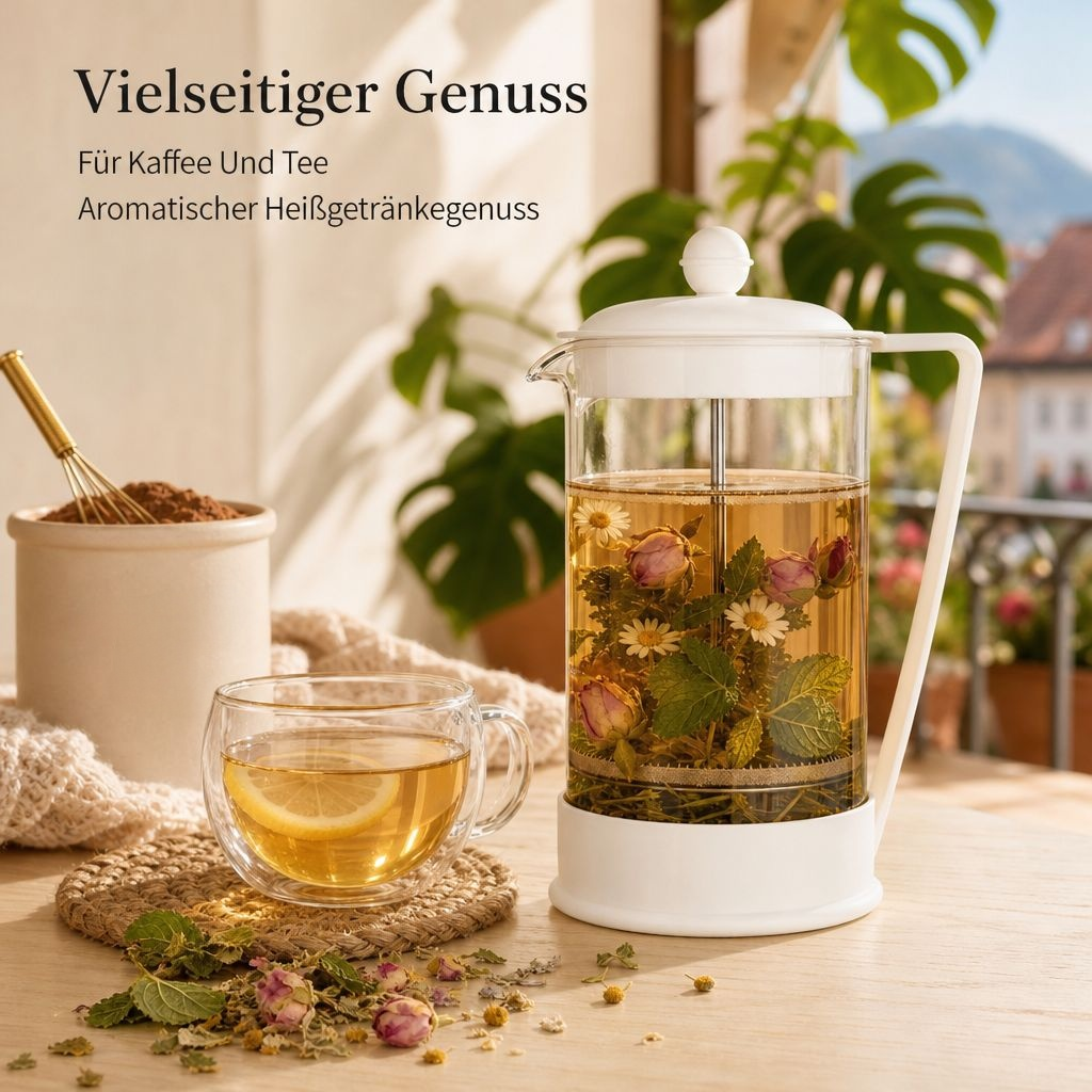 French Press Kaffeebereiter Glas Stempelkanne mit Edelstahl-Filter