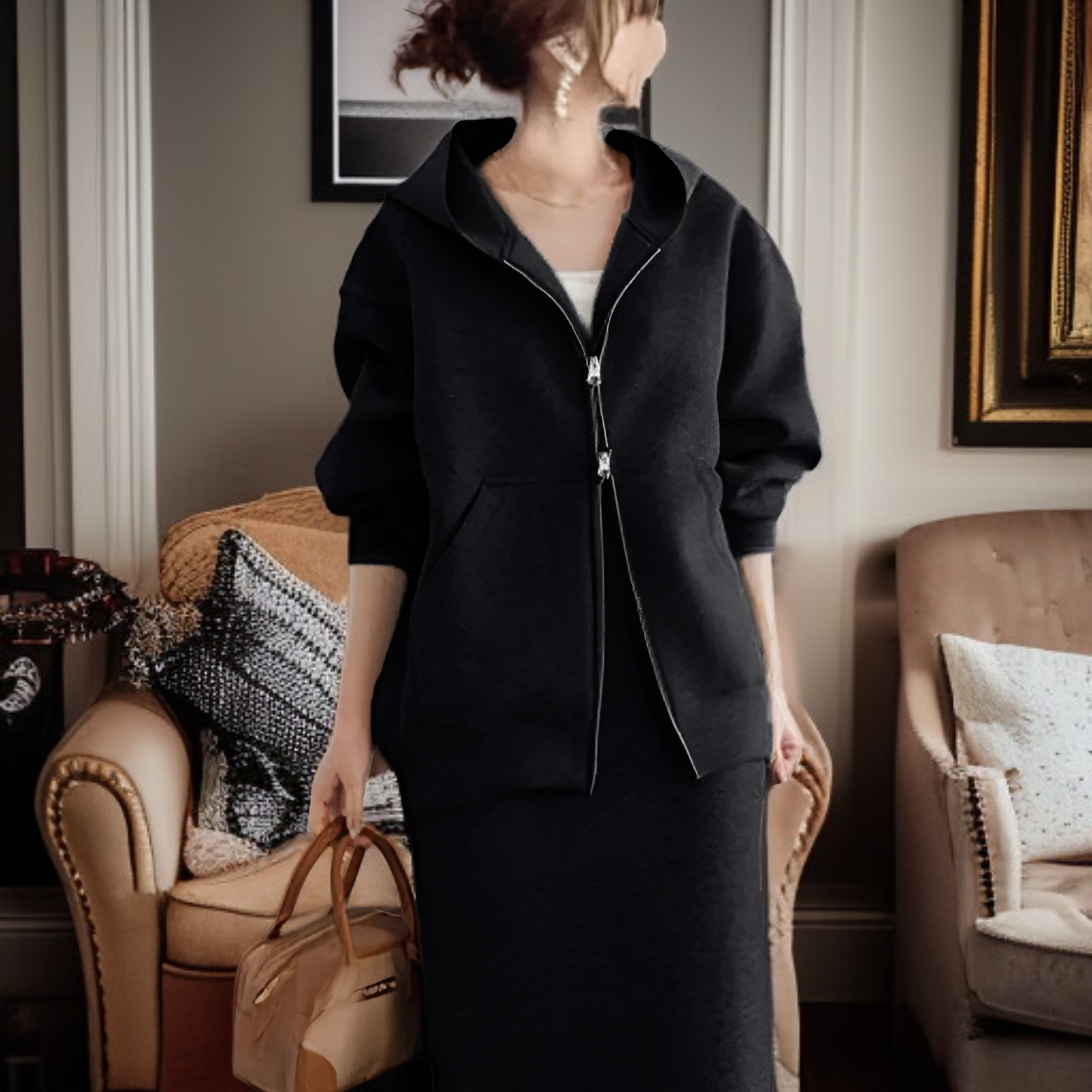 人気急上昇！レディースパーカー＆スカートセット おしゃれカジュアル2点セット