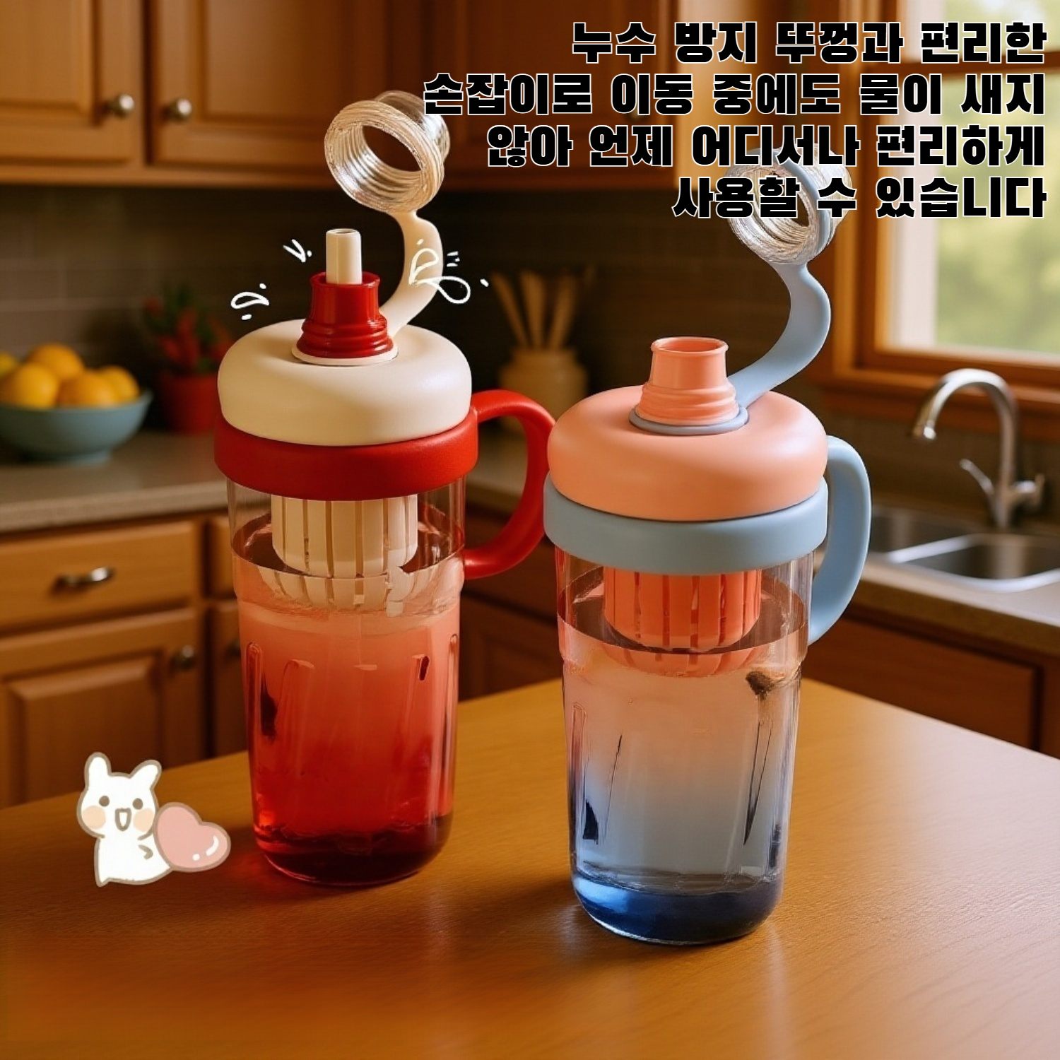 다양한 색상의 학생용 물병 모음