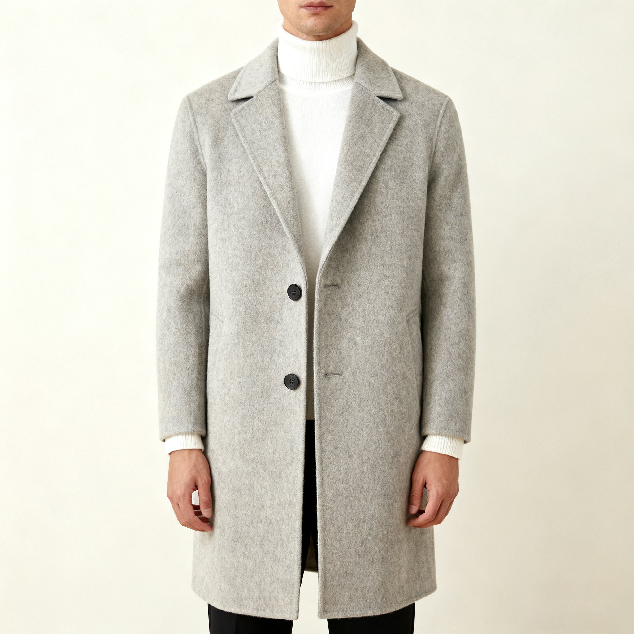 밝은 회색 울 코트