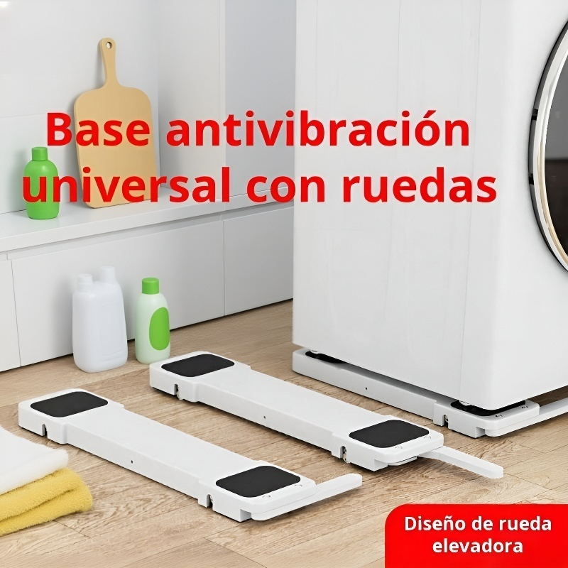 Soporte ajustable para lavadora, base antideslizante y antivibración, fácil de mover y fijar