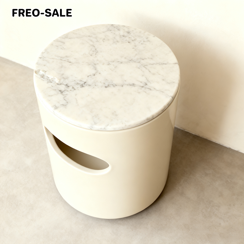 대리석 상판 원형 수납 사이드 테이블