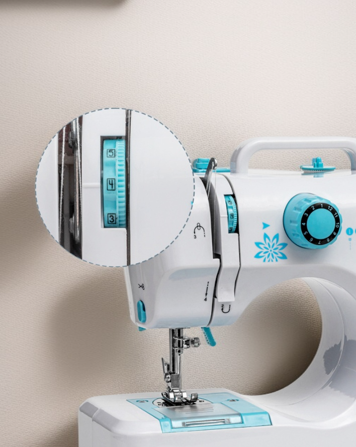 Detailed view of sewing machine needle and presser foot