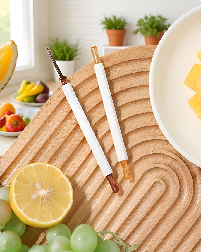 Colorful food-grade fruit forks for serving