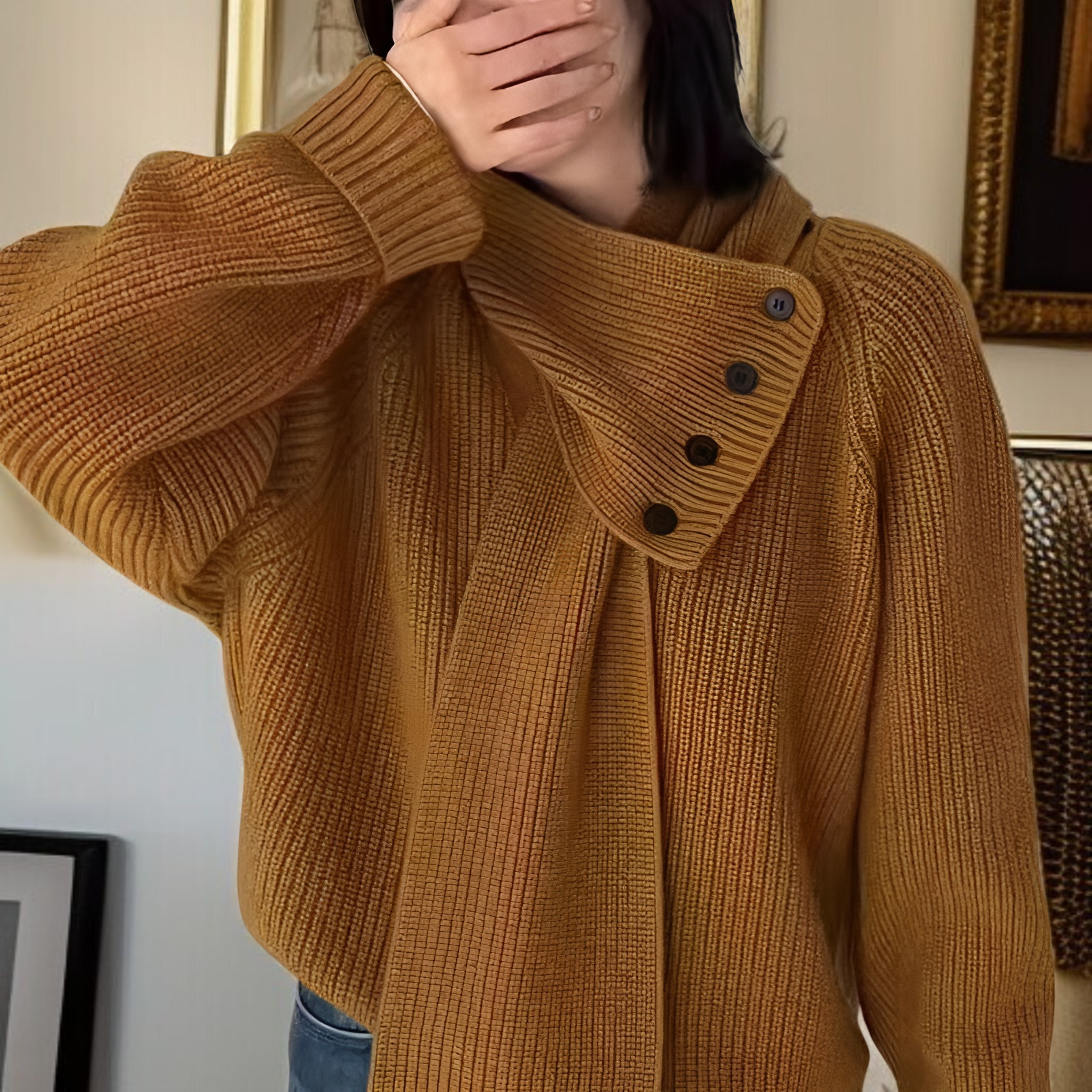 韓国風プルオーバーセーター、取り外し可能なスカーフ付き、レディース秋冬オリジナルデザインニットセーター、超美しいトップス