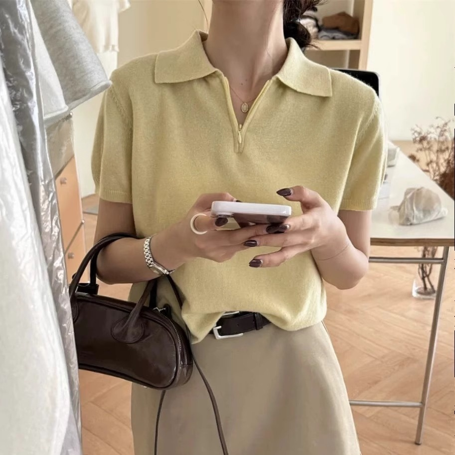 高級感Polo領針織衫女