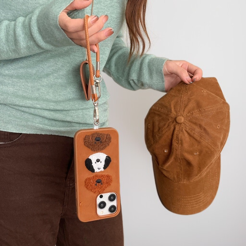 추동 플리스 여성 케이스 애플 강아지 자수 걸이 케이스 적용