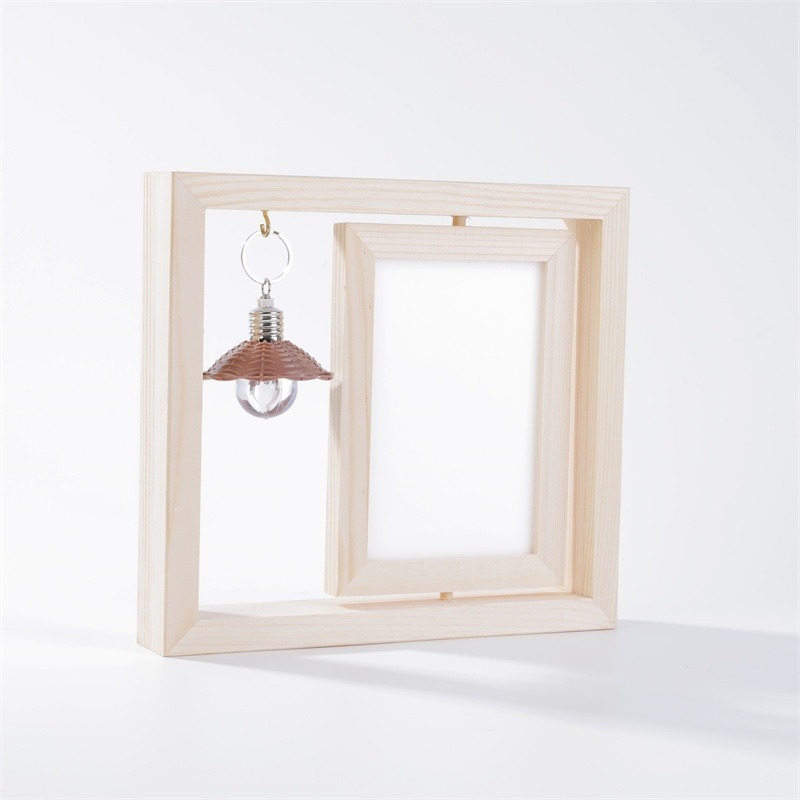 Portarretratos giratorio de madera maciza para pareja, estilo minimalista