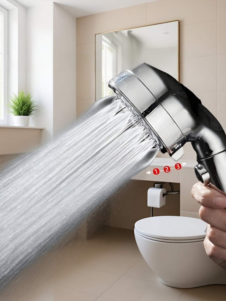 3段階モード増圧シャワーヘッド