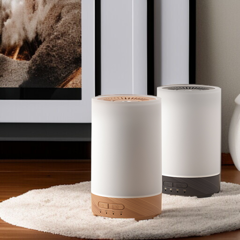 新しいナイトライト加湿器、家庭用USBアロマディフューザー、カラフルな木目調ディフューザー、ミニサイレントベッドルームアロマディフューザー