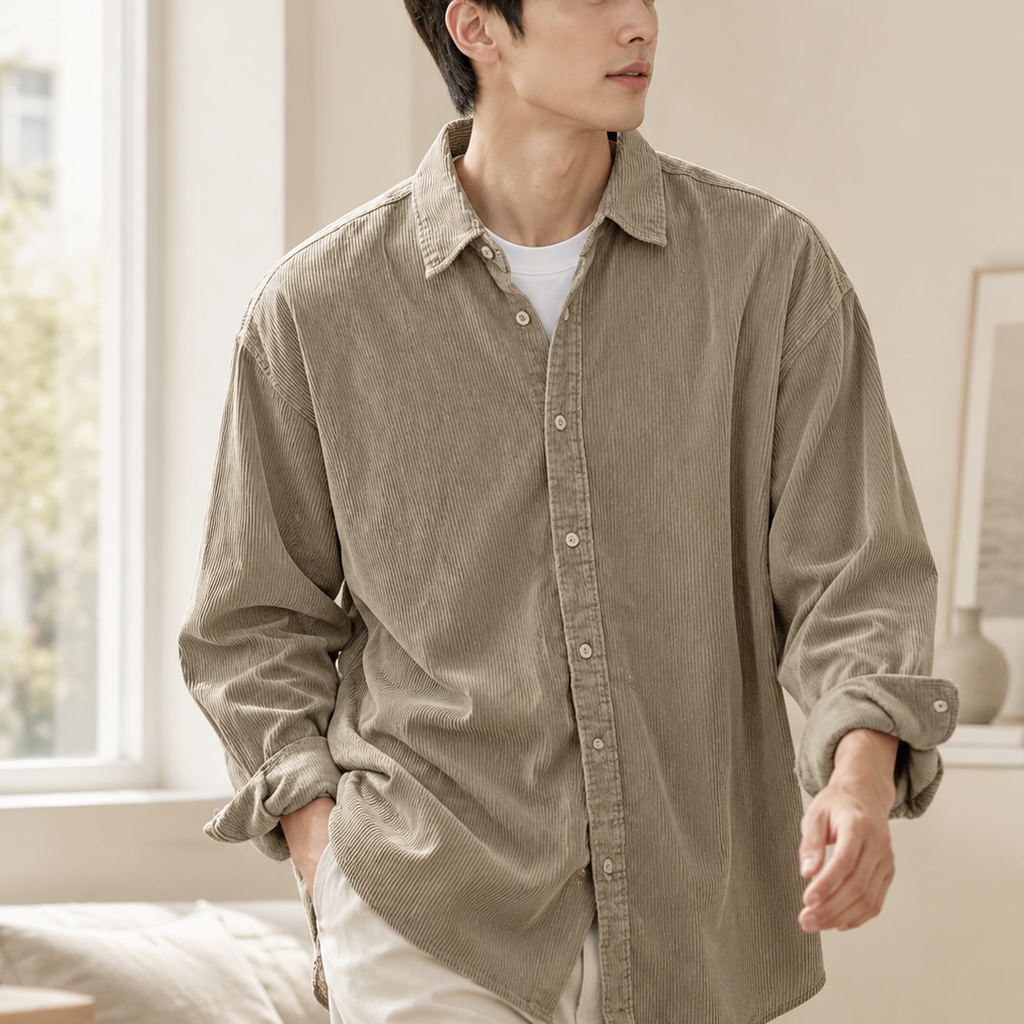 남성 루즈핏 카라 캐주얼 코듀로이 셔츠