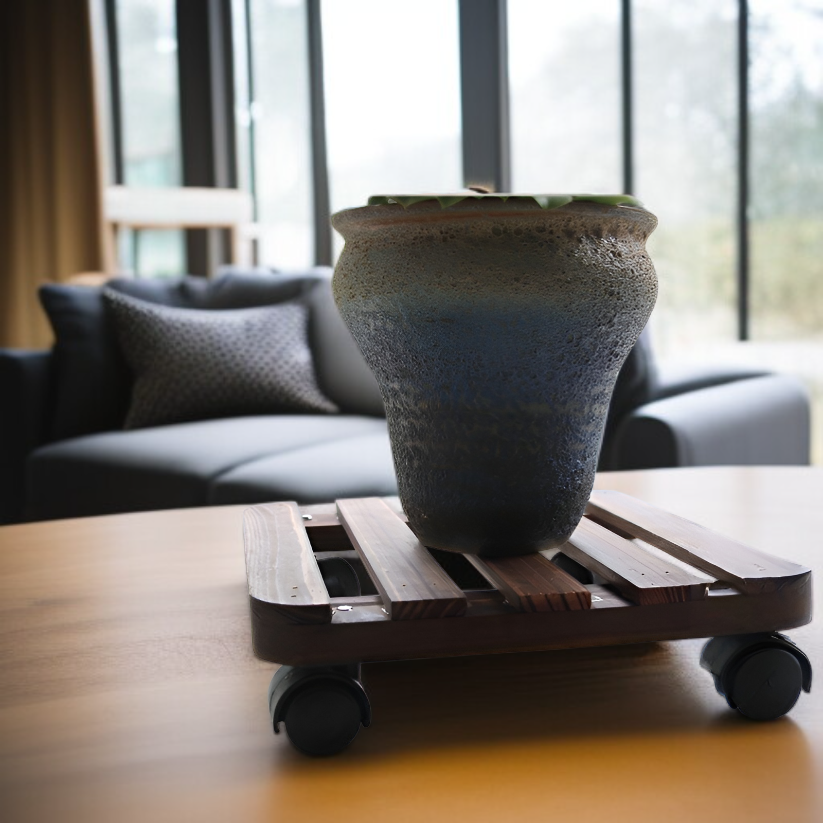 ถาดรองกระถางดอกไม้ไม้เนื้อแข็ง