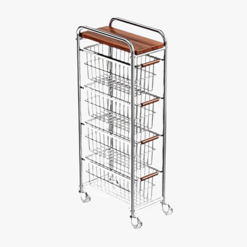 Vintage-style kitchen narrow storage rack, refrigerator side storage rack, trolley, pull-out ultra-n
