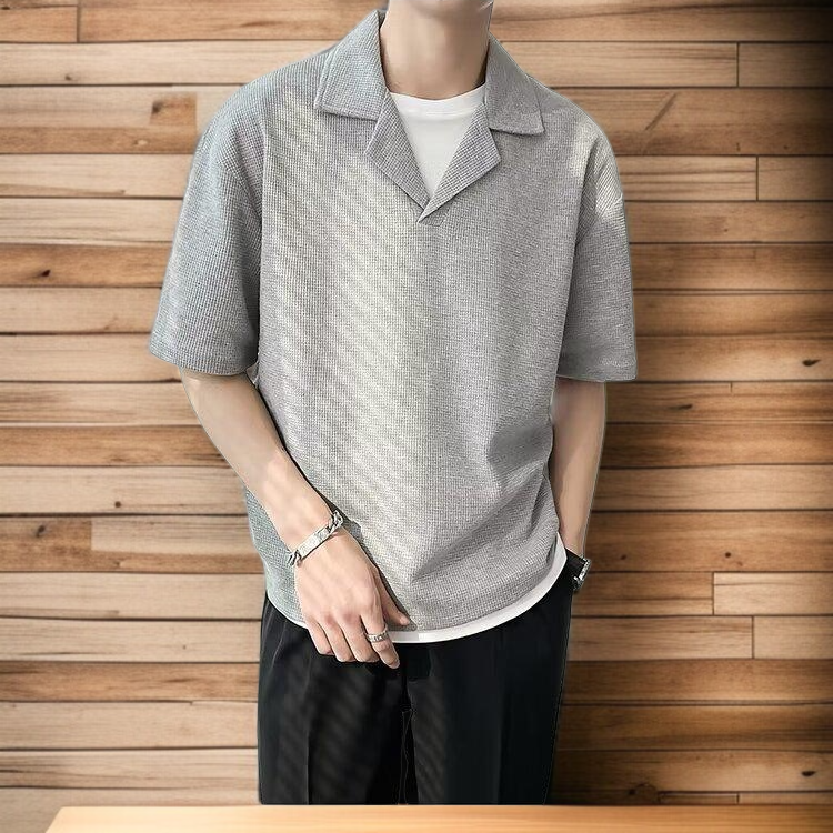 남자 여름 캐주얼 와플 반팔티셔츠 아이스 반팔티셔츠 남자 여름 와플 반팔티셔츠 아이스티셔츠