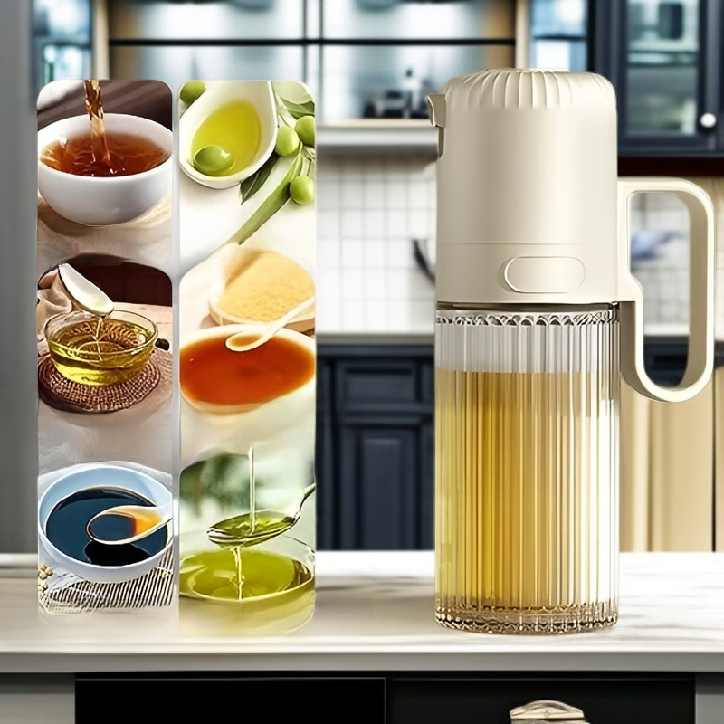 Szklany pojemnik na olej ze spryskiwaczem do organizacji kuchni