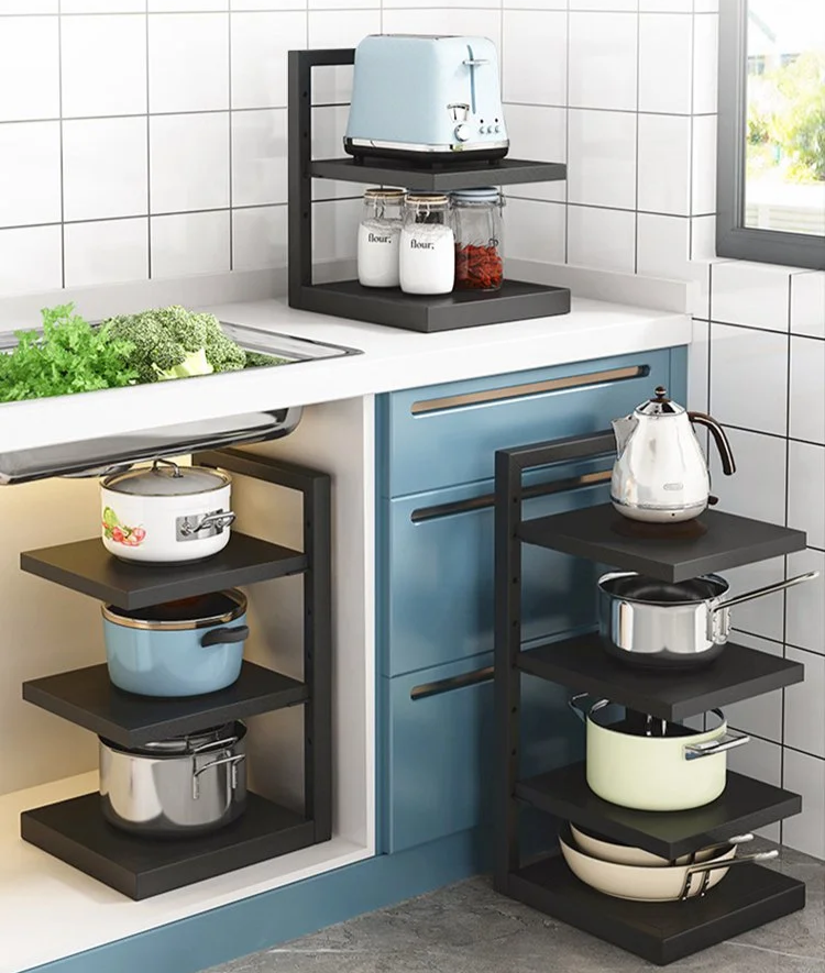 Adjustable multi-layer whole board pot storage rack