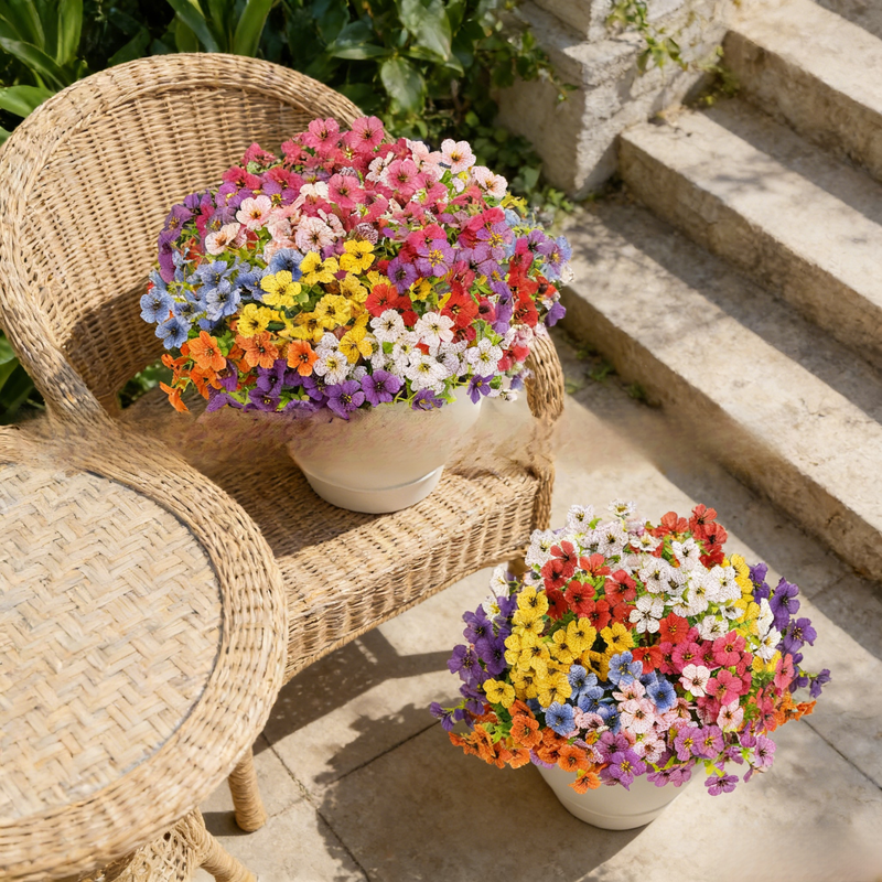 家居园艺装饰用7枝仿真尤加利紫罗兰花