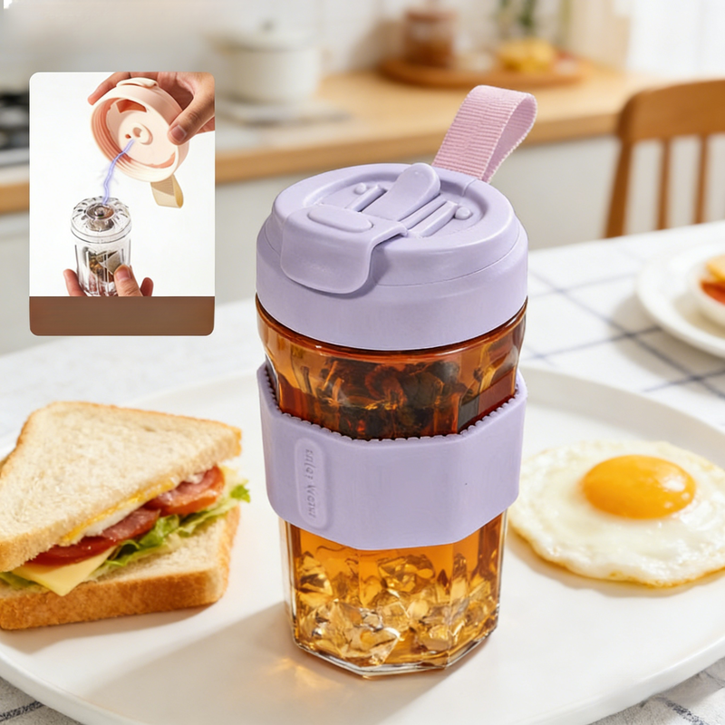 Portable Glass Tea Mug with Magnetic Feature High-end Office Water Cup for Tea Brewing