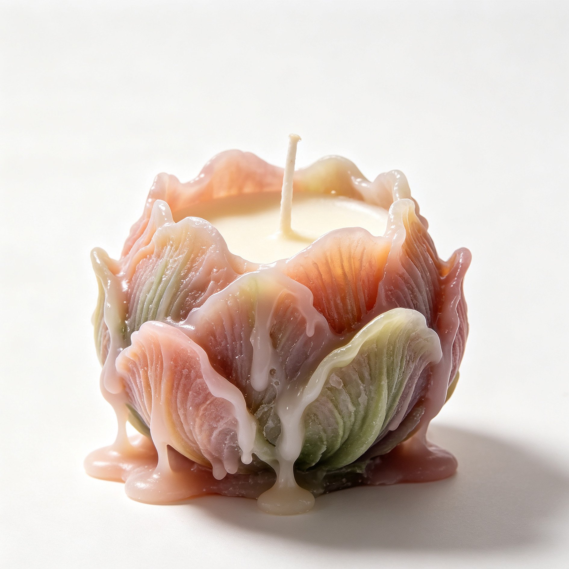 Lotus Flame Flower Scented Candle in elegant glass jar
