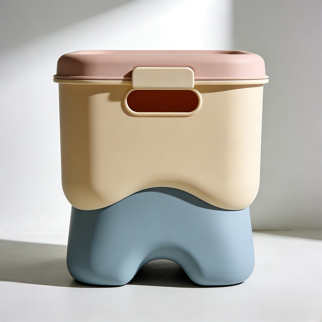 収納スペース付きスツールの開閉シーン