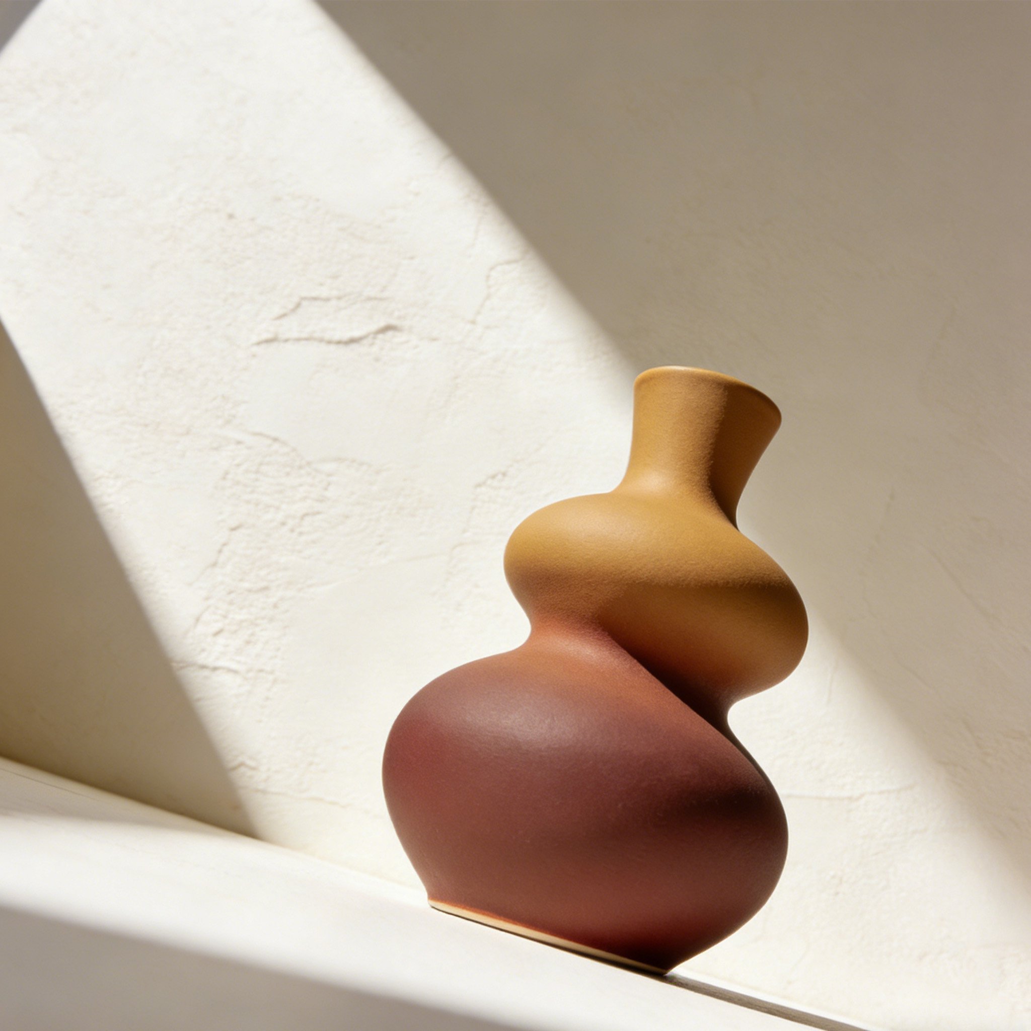 Close-up of ceramic gourd shaped vases with elegant design