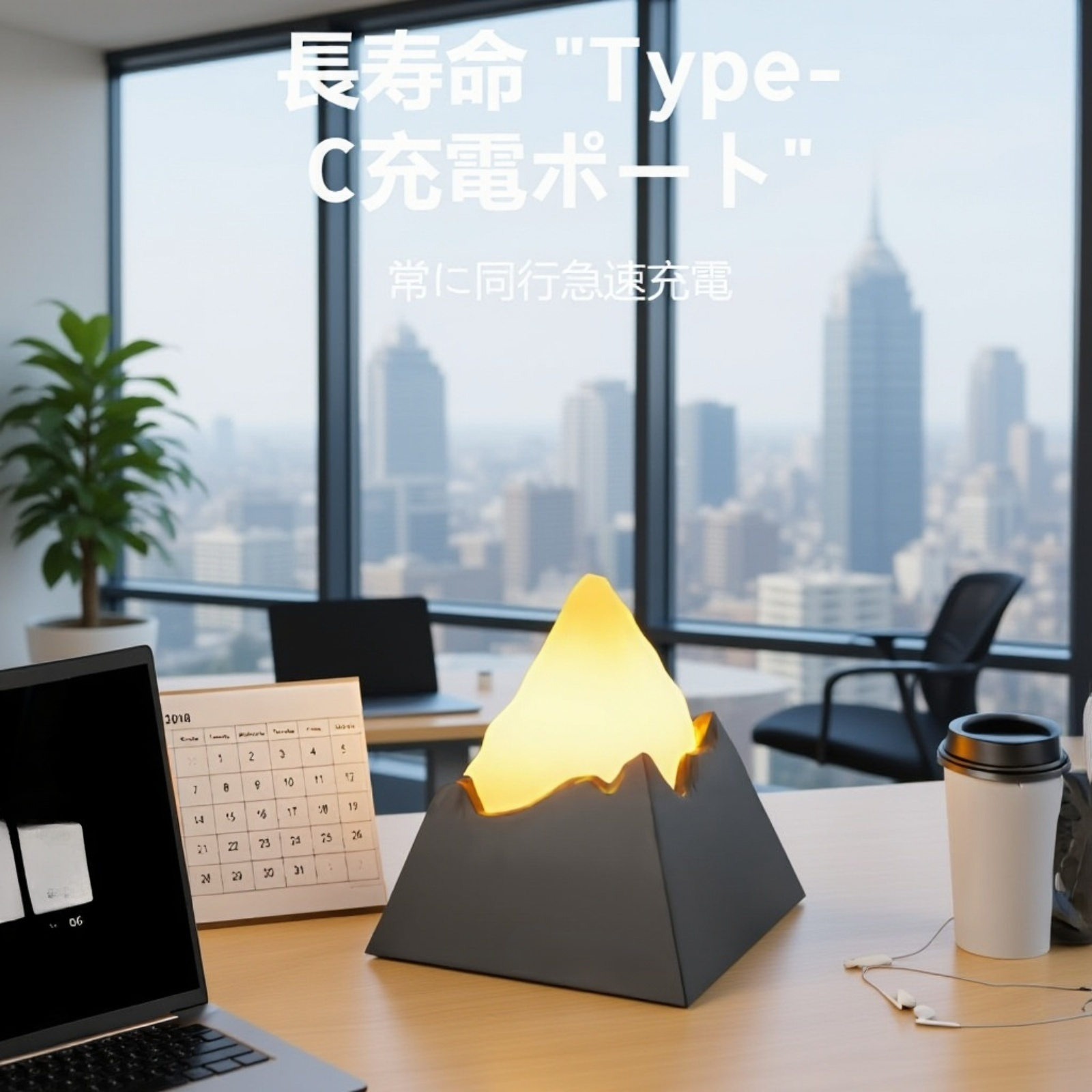 温かみある光を放つアロマランプの点灯イメージ