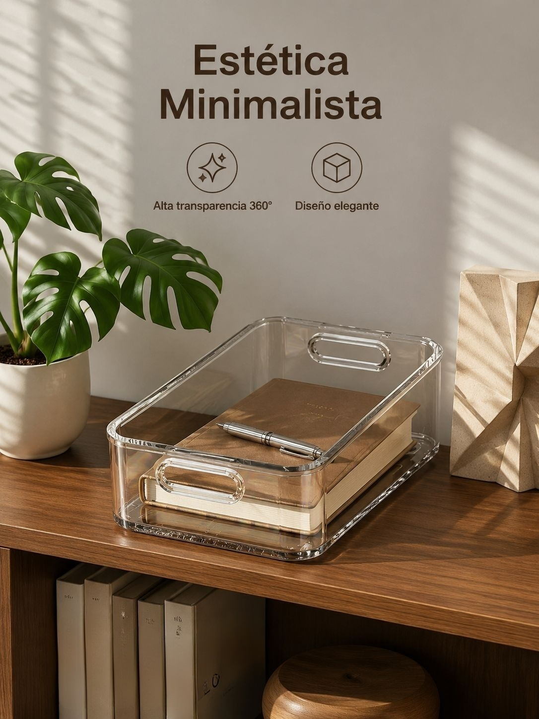 Caja organizadora de acrílico mediana para escritorio