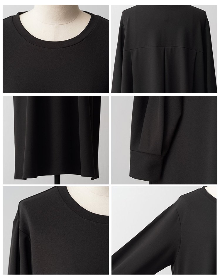 【本日限定で半額！】クルーネックロングゆったりスリム長袖ワンピース