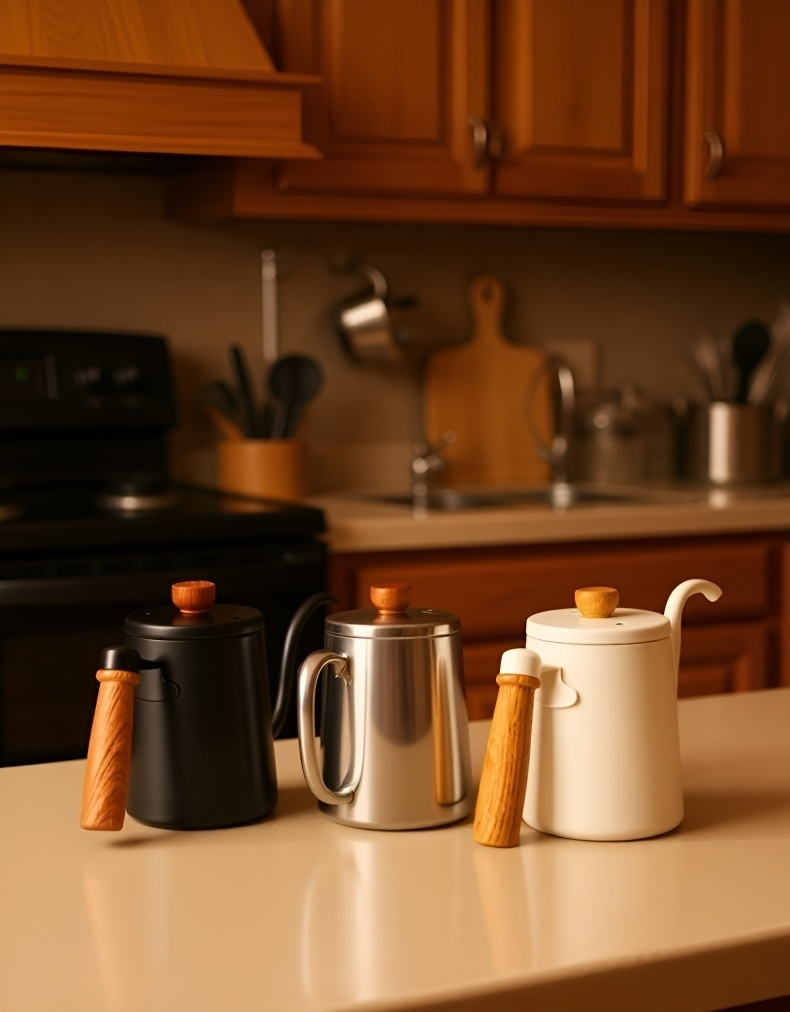 Diseño ergonómico del mango en cafetera de acero inoxidable