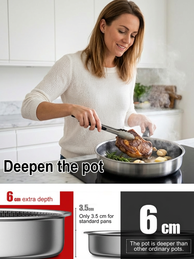 Stainless Steel Frying Pan for Cooking Eggs and Steaks