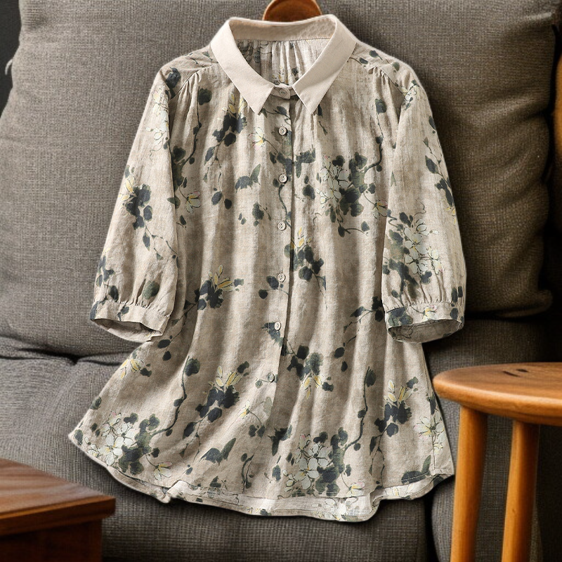 女性用エレガントなゆったりコットン＆リネントップス