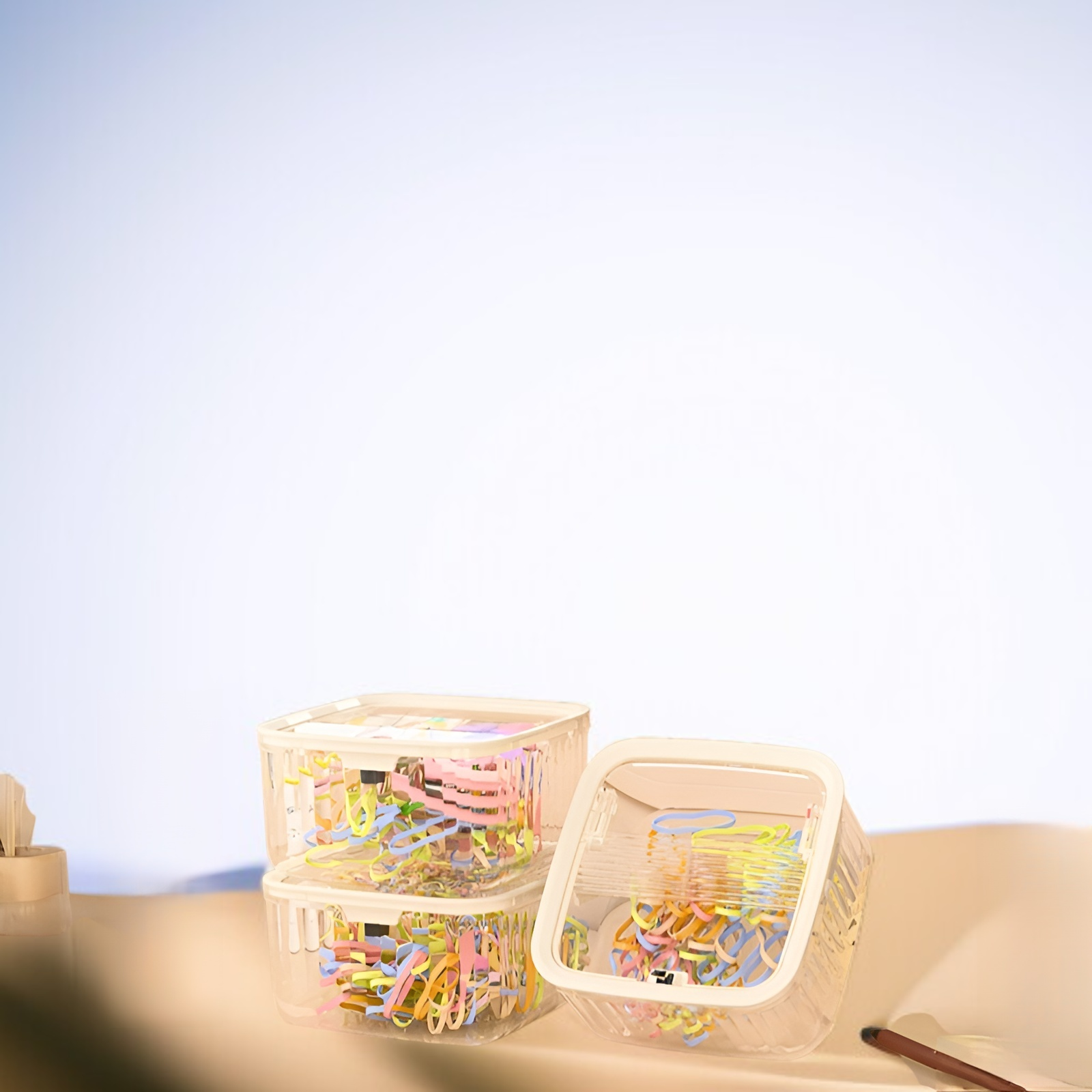 携帯用ヘアタイ、ヘアバンド、ヘアクリップ収納ボックス