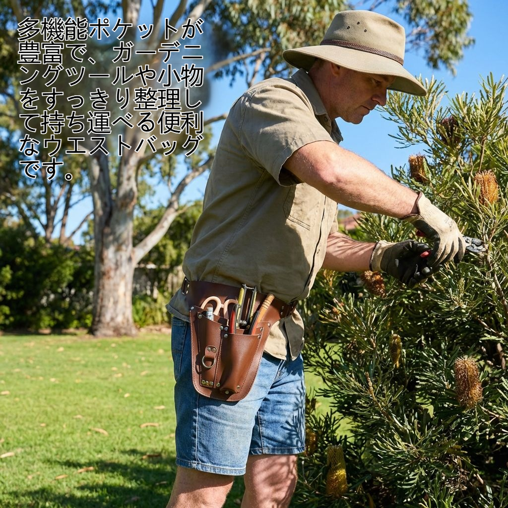 屋外用ガーデニングツール収納ウエストバッグ