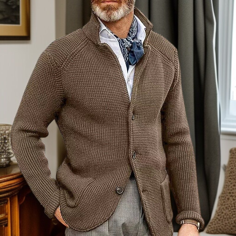 秋冬立襟開衫スーツ厚手のニットジャケットコート