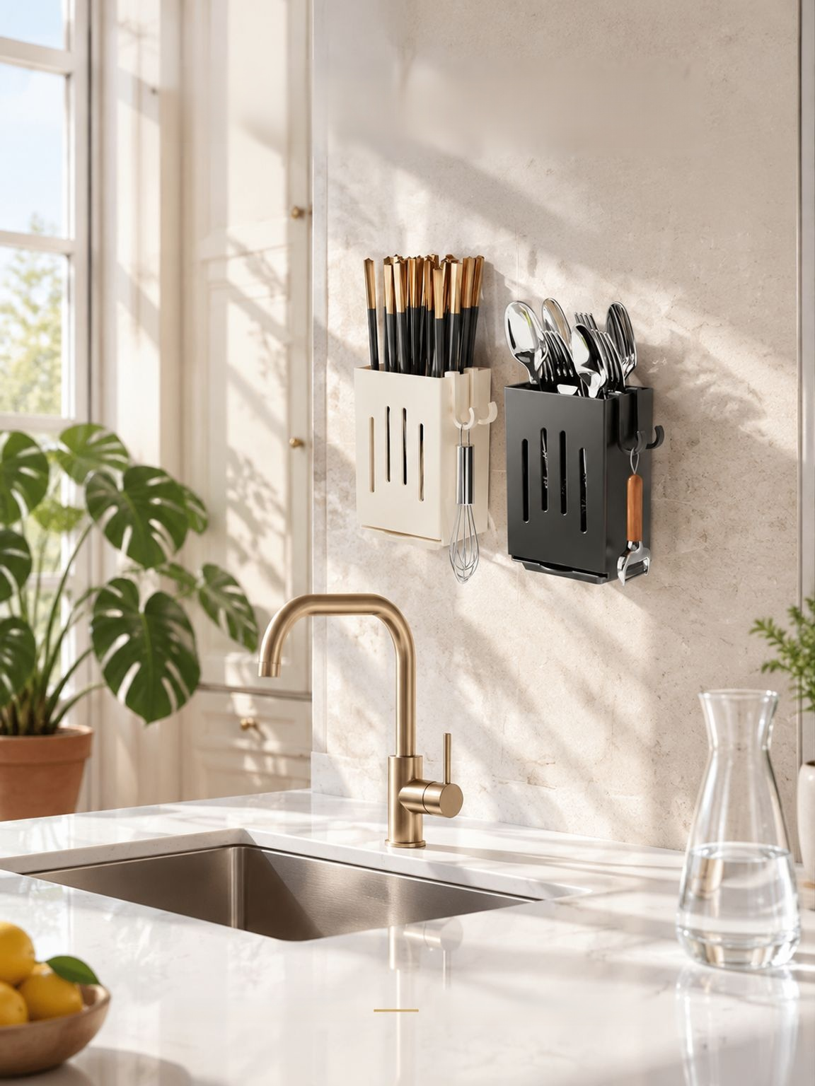 Solution de rangement mural pour baguettes et couteaux de cuisine