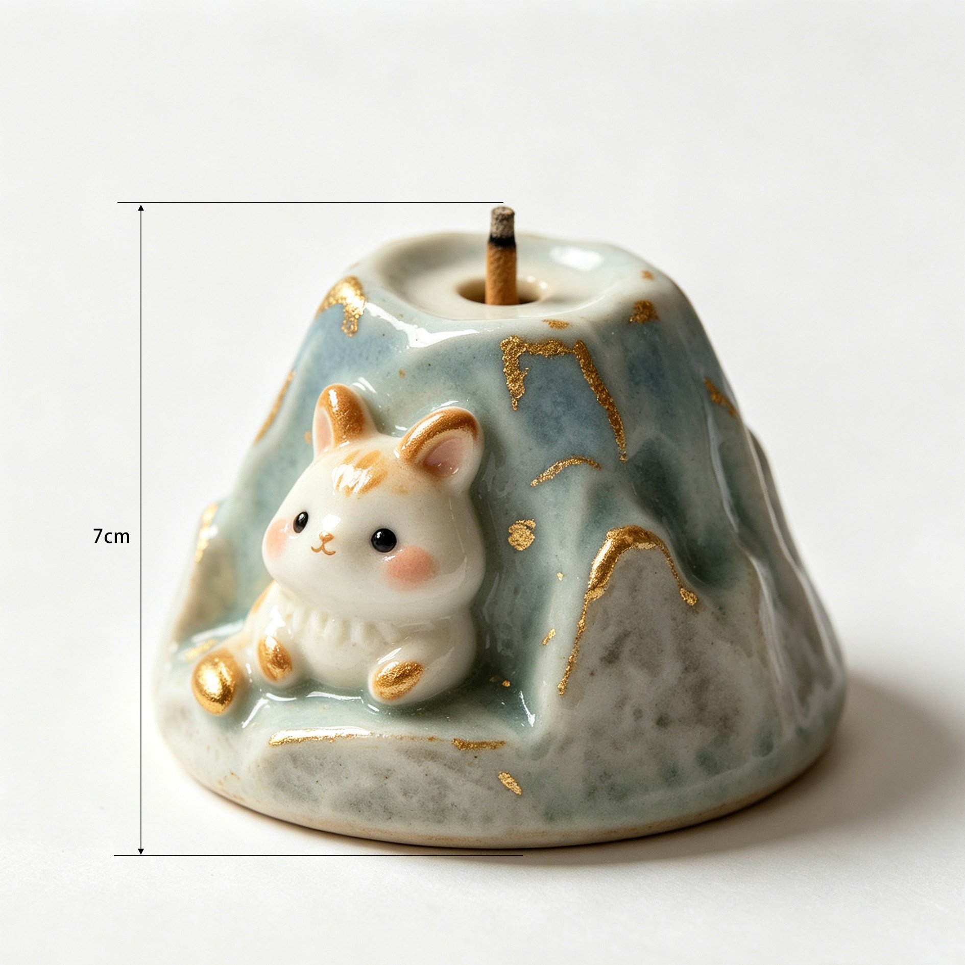 Aromatherapy incense holder with moon rabbit design