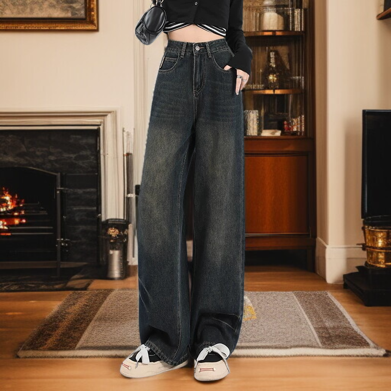 키작녀 하이웨스트 슬림핏 스트레이트 청바지