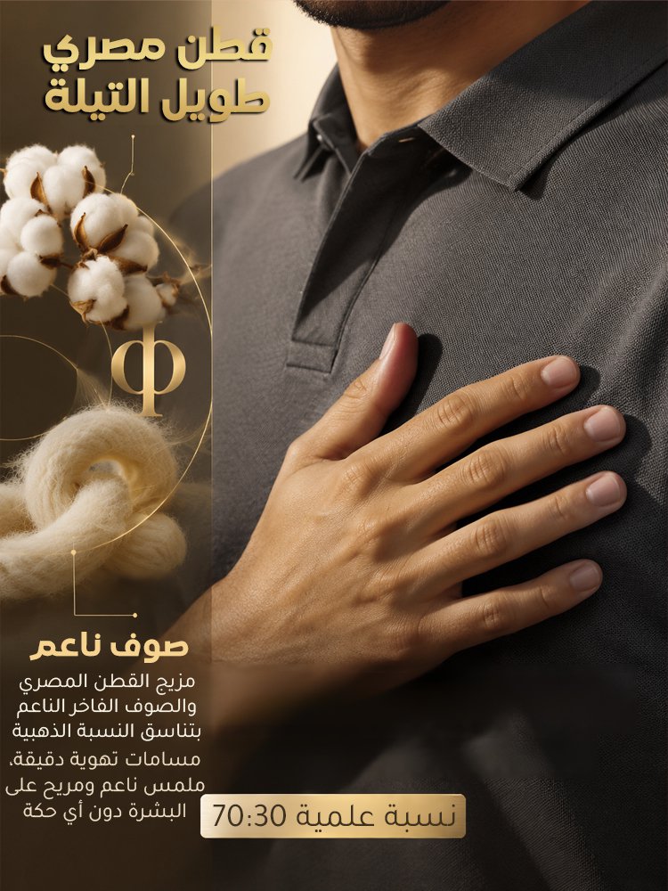 تيشيرت بولو رجالي بتصميم راق بسيط من مزيج قطن مصري وصوف