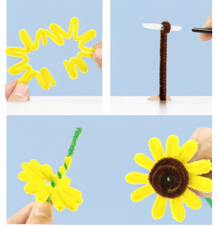 色彩鮮明的扭扭棒向日葵