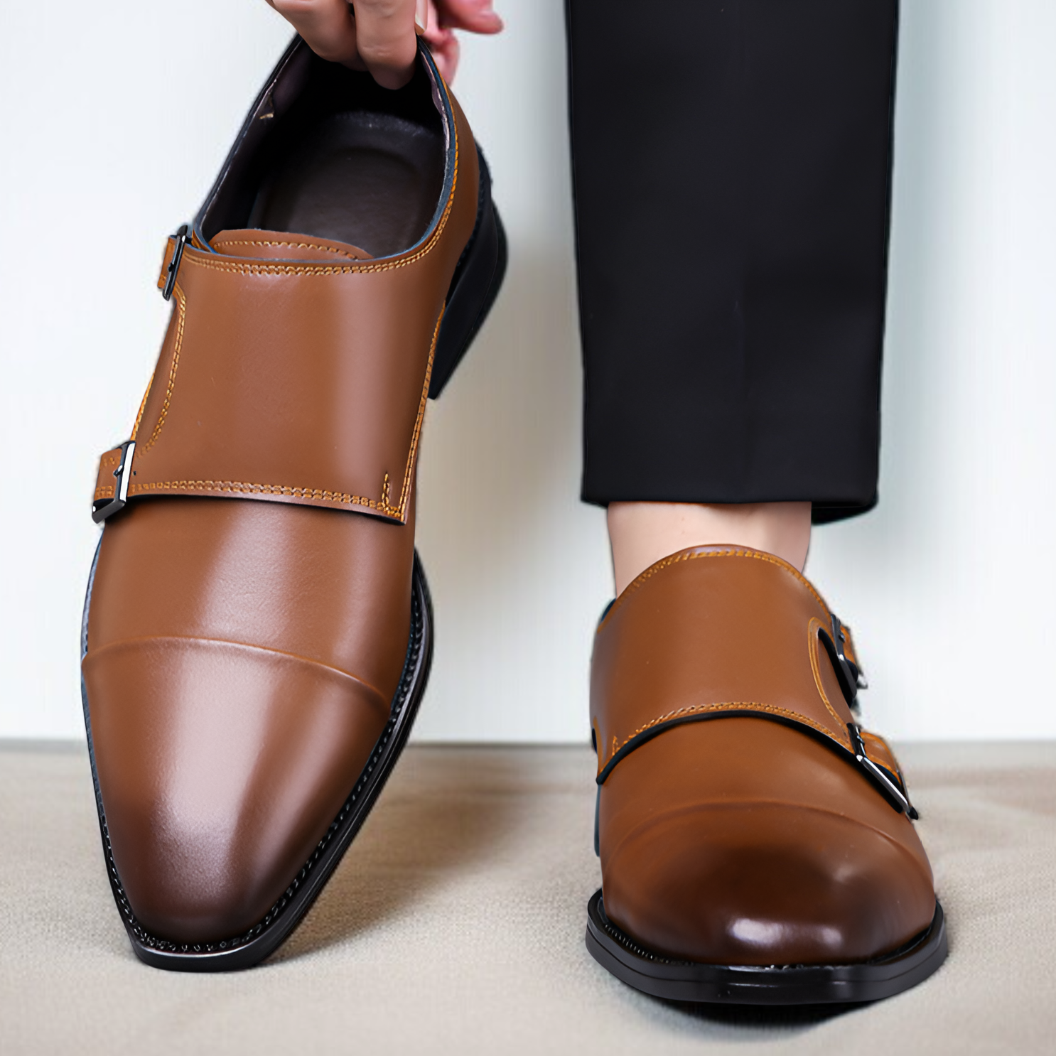 メンズビジネスシューズ 牛津紳士靴 フォーマル三接頭レザーシューズ