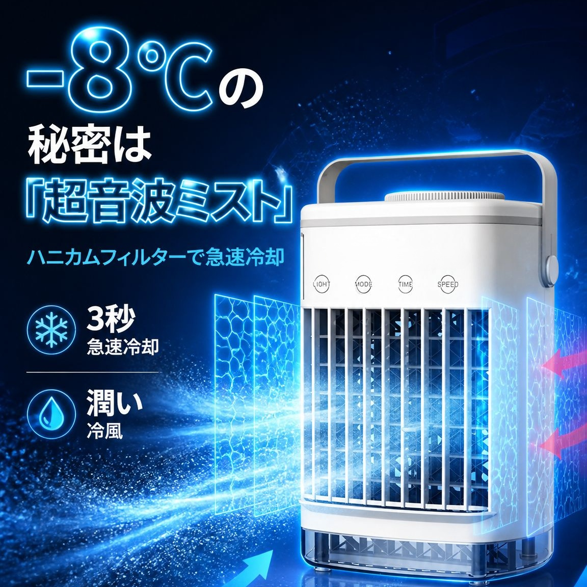 携帯型小型冷風機 USB水冷スプレーファン オフィスデスク用