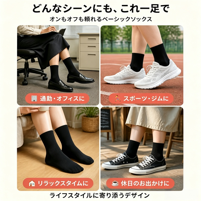 汗を吸収して防臭するスポーツソックス