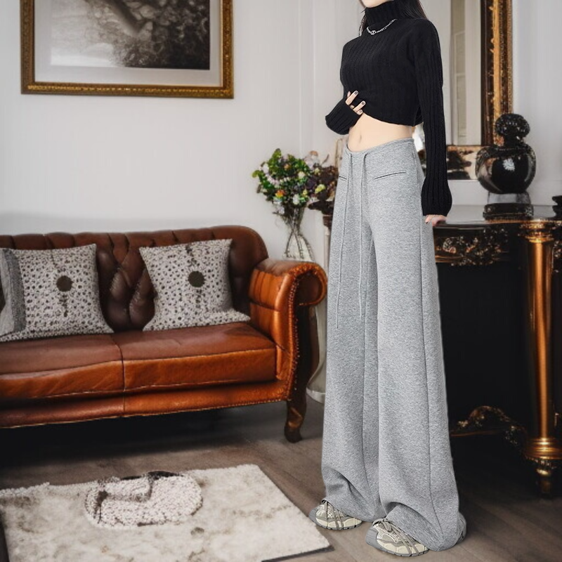 트레이닝 팬츠 여 하이웨스트 슬림 슬랙스 와이드 팬츠 와이드 슬림핏 여름 캐주얼 맨투맨