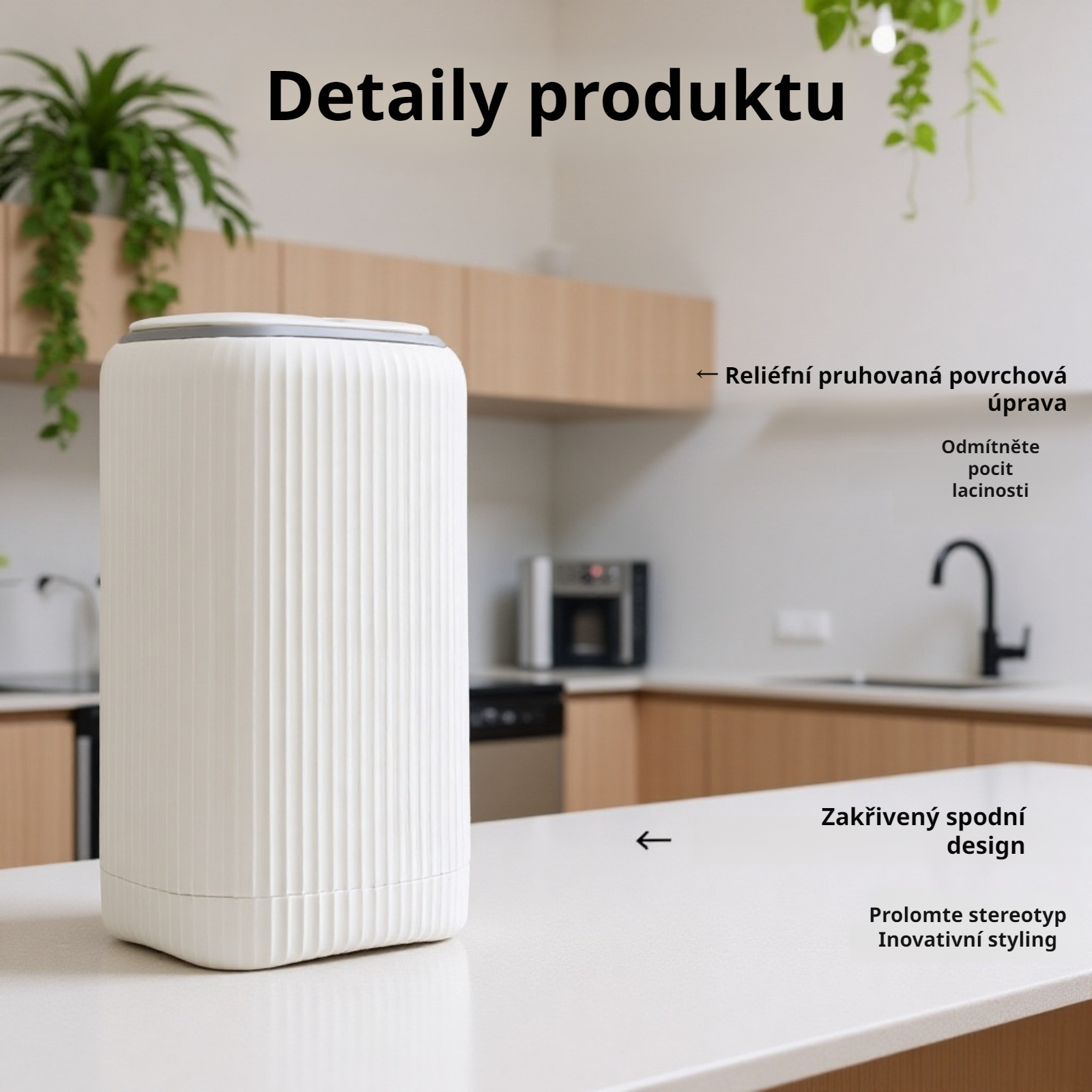 Malý stolní odpadkový koš s víkem, stlačitelný kryt