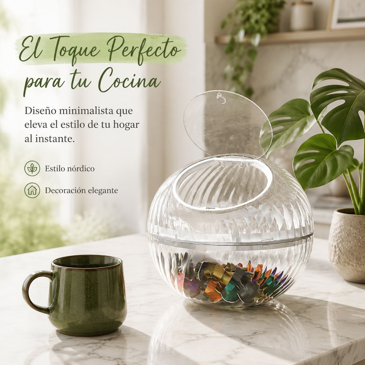 、chocolates y cápsulas de café, diseño simple y elegante