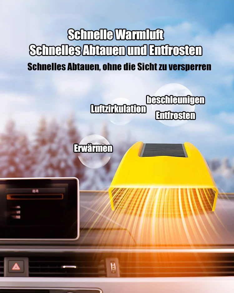 Schnelle Enteisung der Windschutzscheibe mit Auto Heizlüfter