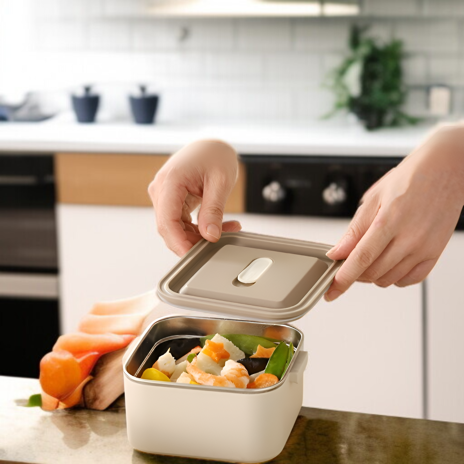 Lunchbox aus 304 Edelstahl, tragbare Frischhaltebox, Fach, Lunchbox für Mikrowelle, Studenten, Lunch