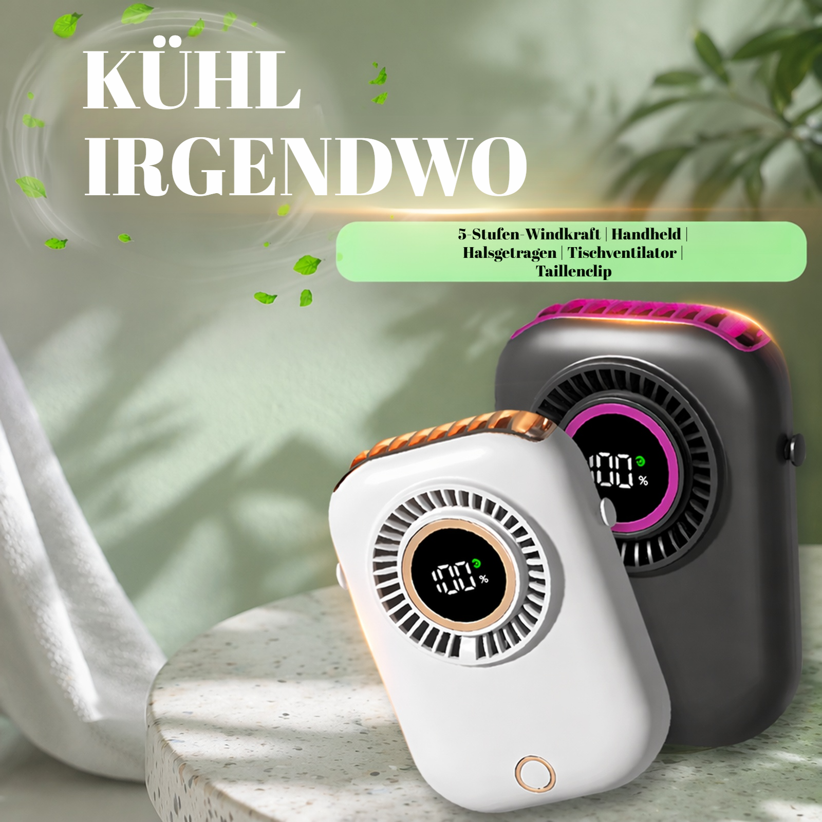 Bunter tragbarer Halsventilator mit intelligentem Display und Stimmungsbeleuchtung