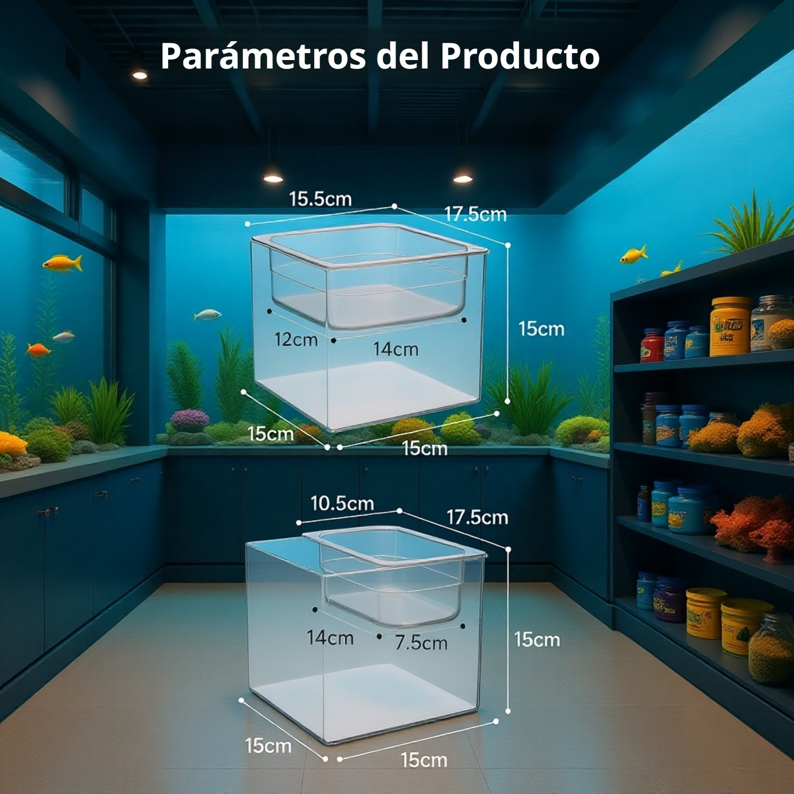 Fuente de agua para gatos con diseño de acuario acrílico